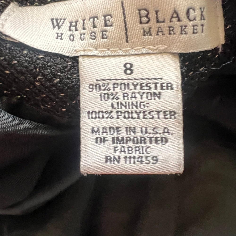 White House‎ Black Market Womens Metallic Tweed Skirt 8 Black Shimmer Gorpcore - Picture 4 of 5